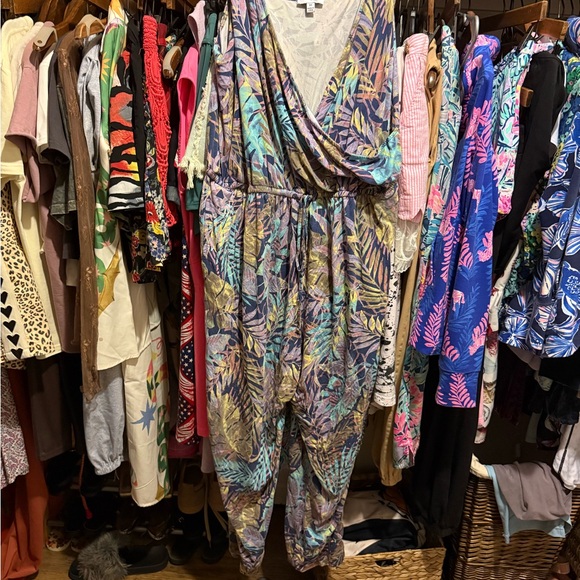 Skinnygirl Pants - Skinnygirl Multicolor V-Neck Jumpsuit